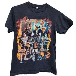 KISS End Of The Road Tour Black T-Shirt Size S Rock Band